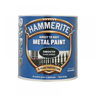 Hammerite 5084892 Direct To Rust Smooth Finish Metal Paint Dark Green 2.5 Litre