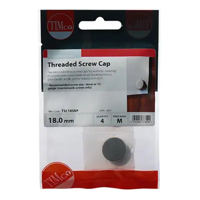 Timco TSC18SNP Threaded Screw Caps - Solid Brass - Satin Nickel 18Mm TIMpac 4