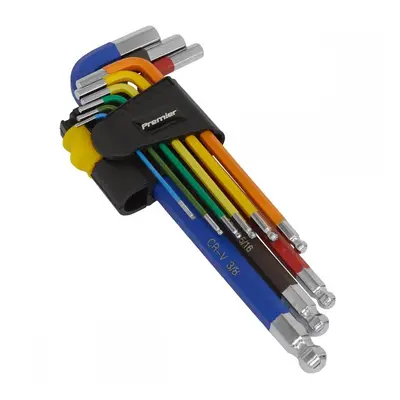 Sealey AK7197 Ball-End Hex Key Set 9Pc Long Colour-Coded Imperial