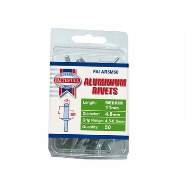 Faithfull Aluminium Rivets 4.8 X 11Mm Medium Pre-Pack Of 50