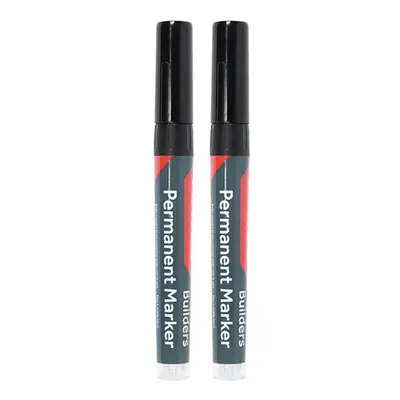 Timco 736111 Builders Permanent Markers - Fine Tip - Black Fine Tip Blister Pack 2