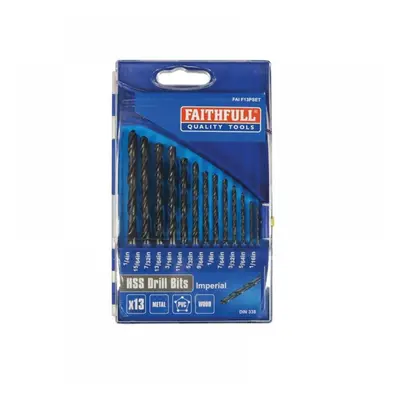 Faithfull 50208 Hss Drill Bit Set Of 13 1/16-1/4 X 1/64