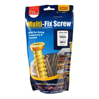 Timco 00070TCONB Concrete Screws - Tx - Flat Countersunk - Yellow 7.5 X 70 TIMbag 75