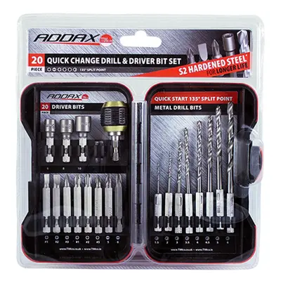 Timco MIX20SET Driver Bit & Ground Jobber Drill Bit Set 20Pc Case 20