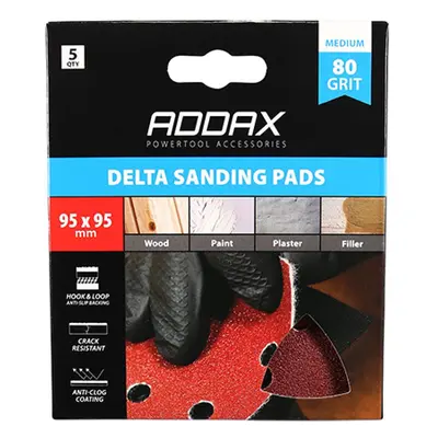 Timco 231119 Delta Sanding Pads - 80 Grit - Red 95 X 95Mm Pack 5