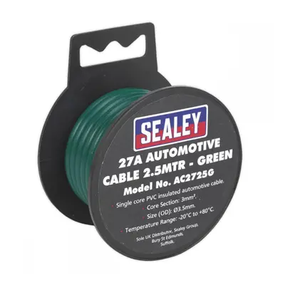 Sealey AC2725G Automotive Cable Thick Wall 27A 2.5M Green