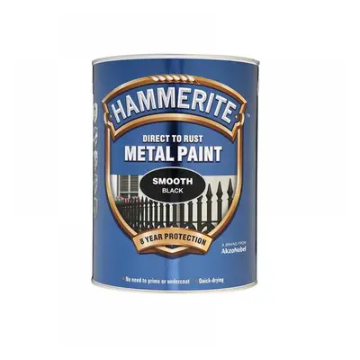 Hammerite 5084867 Direct To Rust Smooth Finish Metal Paint Black 5 Litre