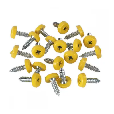 Sealey PTNP2 Numberplate Screw Plastic Enclosed Head 4.8 X 18Mm Yellow Pack Of 50