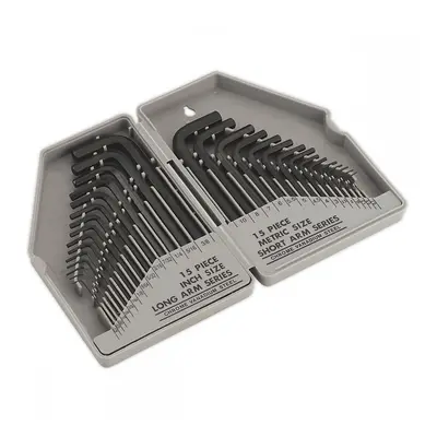 Sealey S0484 Hex Key Set 30Pc Long/Short-Arm - Metric/Imperial