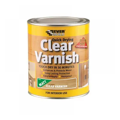 Everbuild Sika 482970 Quick Dry Wood Varnish Matt Clear 2.5 Litre