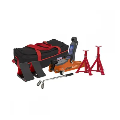 Sealey 1020LEOBAGCOMBO Trolley Jack 2 Tonne Low Entry Short Chassis & Accessories Bag Combo - Or