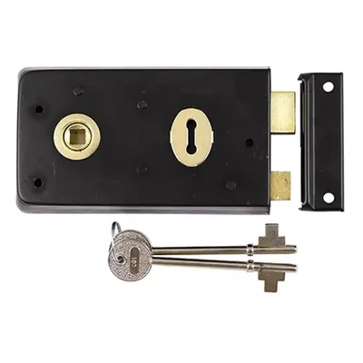 Timco 427695 Rim Sash Lock - Inward And Outward Keep - Black 143 X 83Mm TIMbag 1