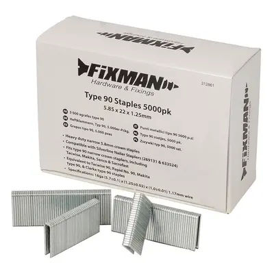 Fixman 312861 Type 90 Staples 5000Pk 5.80 X 22 X 1.25Mm Each 5000