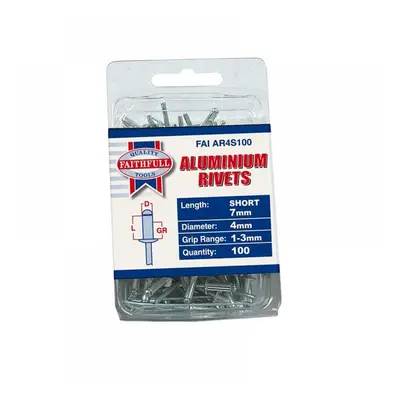 Faithfull Aluminium Rivets 4 X 7Mm Short Pre-Pack Of 100