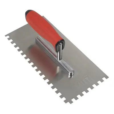 Sealey T7808 Stainless Steel 270Mm Notch Trowel - Rubber Handle - 8Mm