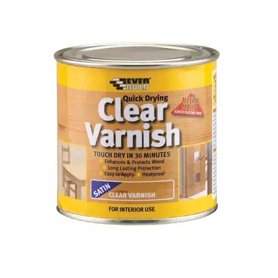 Everbuild Sika 482973 Quick Dry Wood Varnish Satin Clear 250Ml