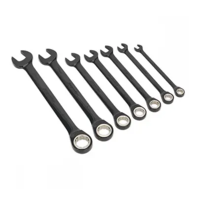 Sealey AK7978 Combination Ratchet Spanner Set 7Pc Black Series Metric