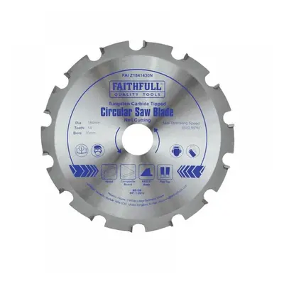 Faithfull FAIZ1841430N Tct Circular Saw Blade Nail Cutting 184 X 30Mm X 14T Neg