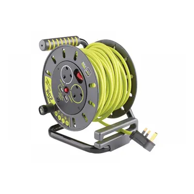 Masterplug OMU25132USL-PX Pro-Xt Open Cable Reel 240V 13A 2-Socket & 2 Usb (2.1A Shared) 25M