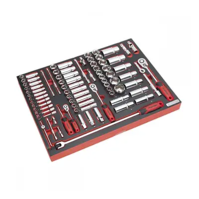 Sealey TBTP02 Tool Tray With Socket Set 91Pc 1/4in 3/8in & 1/2inSq Drive