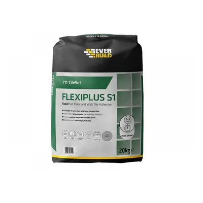 Everbuild Sika 486660 711 Tileset Flexiplus Tile Adhesive Grey 20Kg