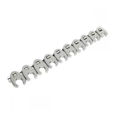 Sealey AK598 Crowfts Foot Spanner Set 10Pc 3/8inSq Drive - Metric