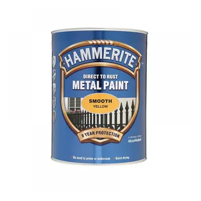 Hammerite 5084878 Direct To Rust Smooth Finish Metal Paint Yellow 5 Litre