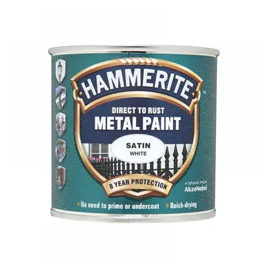 Hammerite 5092881 Direct To Rust Satin Finish Metal Paint White 250Ml