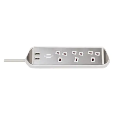 Brennenstuhl 1153593420 Estilo Corner Extension Lead 240V 3-Gang 13A White 2M