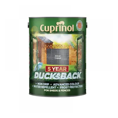 Cuprinol 5095343 Ducksback 5 Year Waterproof For Sheds & Fences Silver Copse 5 Litre