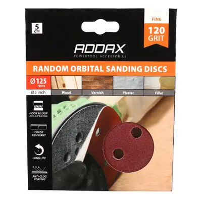 Timco 231378 Random Orbital Sanding Discs - 120 Grit - Red 125Mm Pack 5