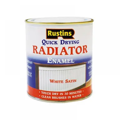 Rustins RADS500 Quick Dry Radiator Enamel Paint Satin White 500Ml