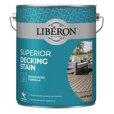 Liberon 126130 Superior Decking Stain Light Silver 5 Litre