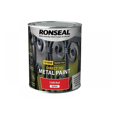 Ronseal 39210 Direct To Metal Paint Chilli Red Gloss 750Ml