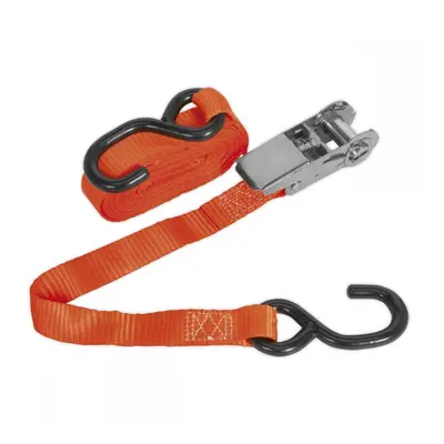 Sealey TD0845S Ratchet Strap 25Mm X 4.5M Polyester Webbing With S-Hook 800Kg Breaking Strength