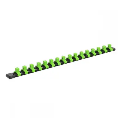 Sealey AK27053HV Socket Retaining Rail With 16 Clips 3/8inSq Drive - Hi-Vis Green