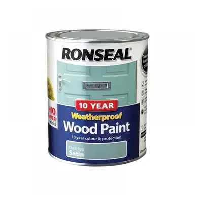 Ronseal 38792 10 Year Weatherproof Wood Paint Duck Egg Blue Satin 750Ml