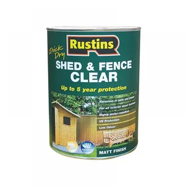 Rustins FSCL5000 Quick Dry Shed And Fence Clear Protector 5 Litre