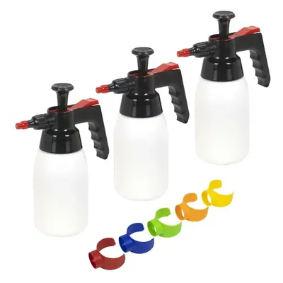 Sealey SCSGCOMBO Premium Pressure Solvent Sprayers 1L & Colour-Coded Caps Combo