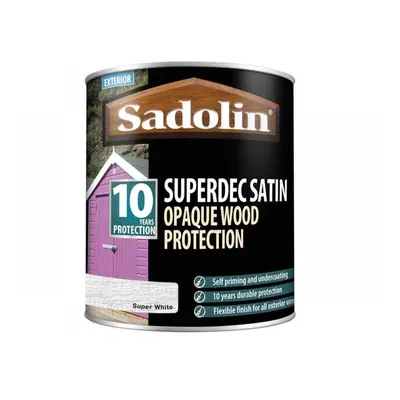 Sadolin 5028825 Superdec Opaque Wood Protection Super White Satin 1 Litre