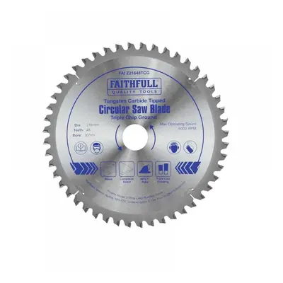 Faithfull Tct Circular Saw Blade Triple Chip Ground 216 X 30Mm X 48T Neg