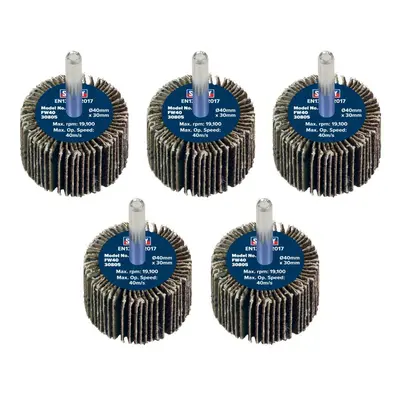 Sealey FW4030805 Abrasive Flap Wheel Ø40 X 30Mm 80Grit Ø6Mm Shaft - Pack Of 5