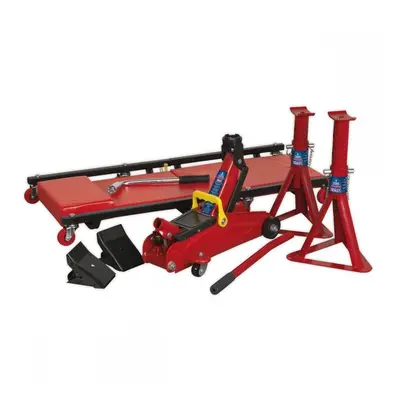 Sealey JKIT01 Lifting Kit 5Pc 2 Tonne (Inc Jack Axle Stands Creeper Chocks & Wrench)