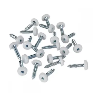 Sealey PTNP5 Numberplate Screw Plastic Enclosed Head 4.8 X 24Mm White Pack Of 50