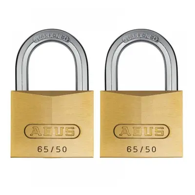 Abus Mechanical 54258 65/50Mm Brass Padlock Twin Pack Carded