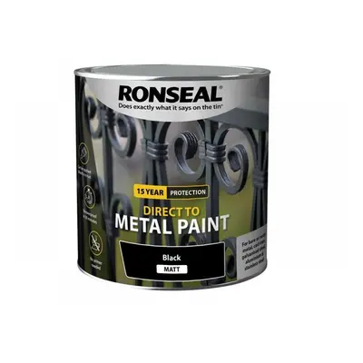 Ronseal 39214 Direct To Metal Paint Black Matt 2.5 Litre