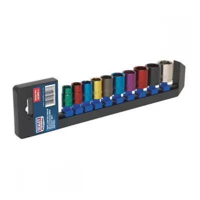 Sealey AK285 Multi-Coloured Socket Set 10Pc 3/8inSq Drive 6Pt Walldrive® Metric