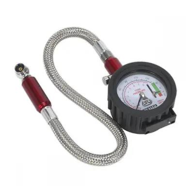 Sealey TSTPDG02 Tyre Pressure Gauge & Tyre Tread Depth Gauge - Flexible Hose 0-8Bar(0-120Psi)