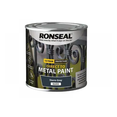 Ronseal 39190 Direct To Metal Paint Storm Grey Gloss 250Ml