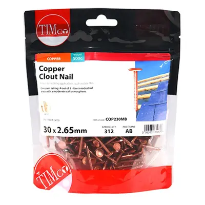 Timco COP230MB Clout Nails - Copper 30 X 2.65